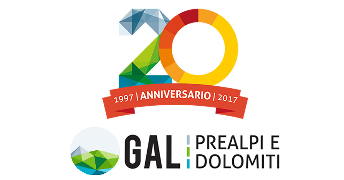 Logo GAL Prealpi e Dolomiti anniversario 20 anni